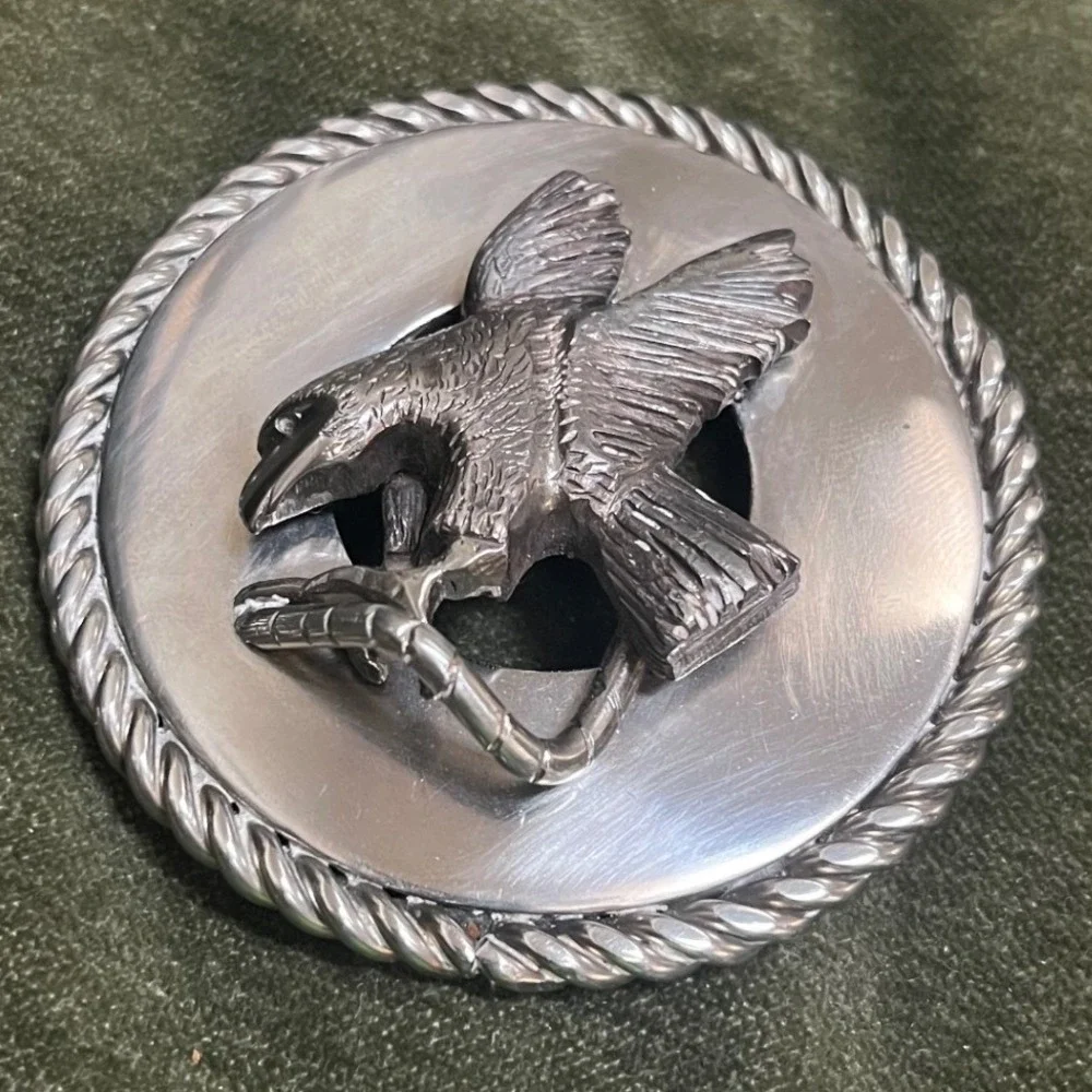 Vintage 3D Eagle Round Rope Border Belt Buckle‎